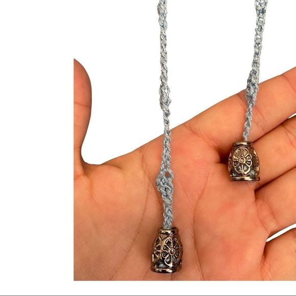 Nomi crochet knit long sleeve soft blue sweater acrylic blend size large VGUC - Picture 4 of 7